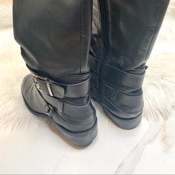 Vince Camuto Pazell Black Leather Tall Boots - Picture 6 of 8
